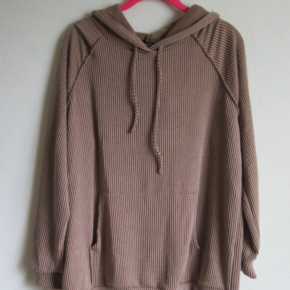 HEIMISH USA Tops - Long Puff Sleeve Solid Urban Ribbed Hoodie Top from Heimish U.S.A. Carme…